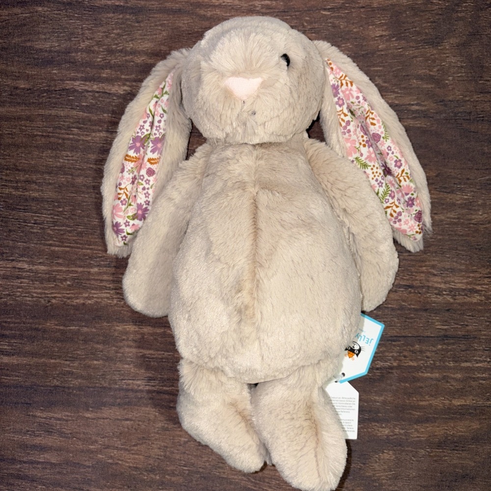 Jellycat Blossom Beige Bunny Petal Medium Plush NWT Floral - Picture 4 of 5